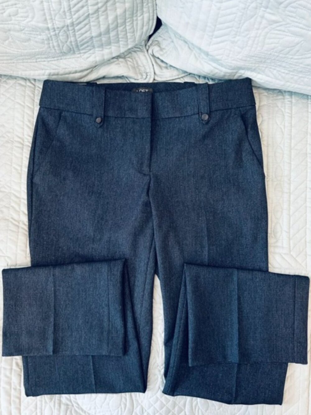 LOFT EUC Marisa Straight Leg Trouser Pants Black/White Micro-Check Size 4